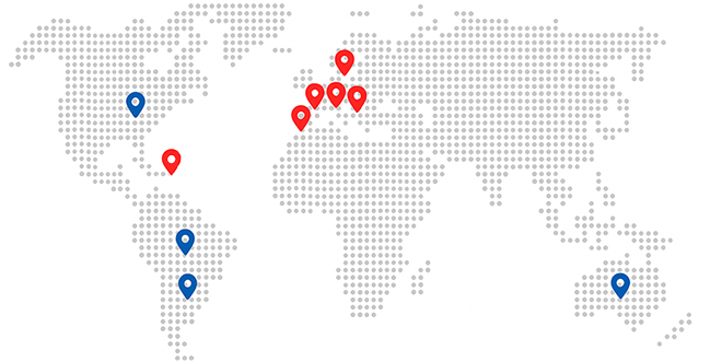 Nos marchés:
Etats-Unis, Canada,…
Argentine, Brésil, Mexique, …
France, Espagne, Italie, Portugal, Suisse, Luxembourg, Belgique, Pays bas, Royaume-Uni, …